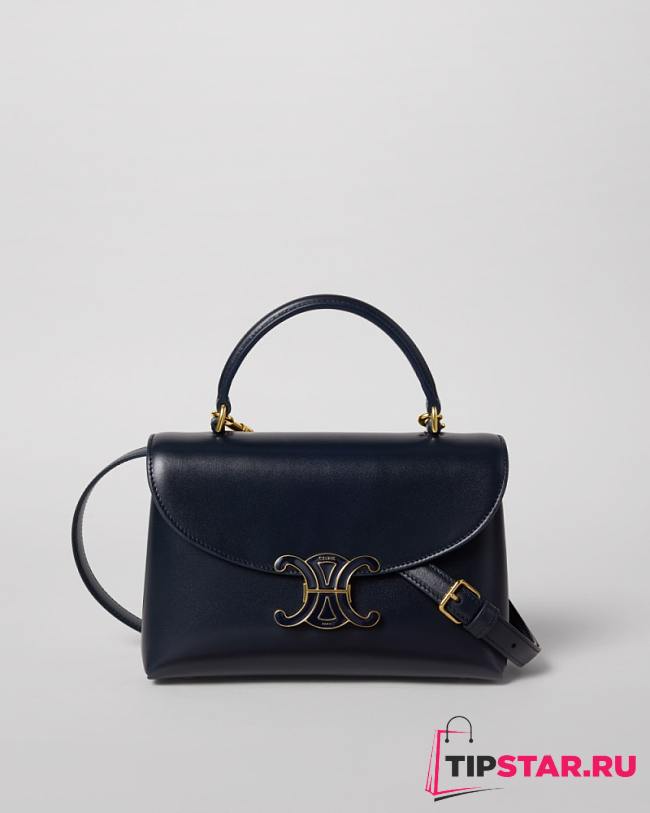 Celine Teen Nino Bag In Smooth Satinated Calfskin With Enamel Closure Navy Blue - 1