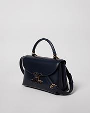 Celine Teen Nino Bag In Smooth Satinated Calfskin With Enamel Closure Navy Blue - 4