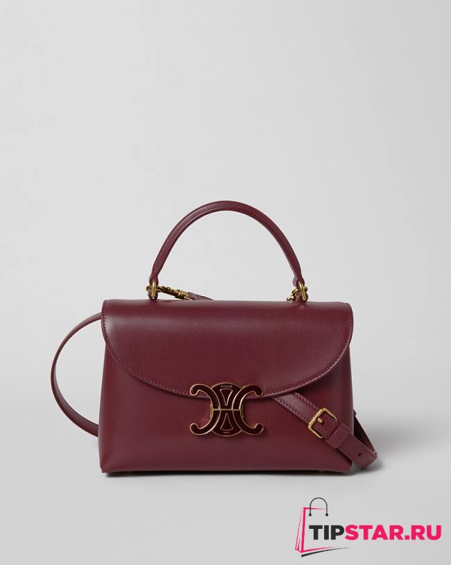 Celine Teen Nino Bag In Smooth Satinated Calfskin With Enamel Closure Burgundy - 1