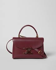 Celine Teen Nino Bag In Smooth Satinated Calfskin With Enamel Closure Burgundy - 1