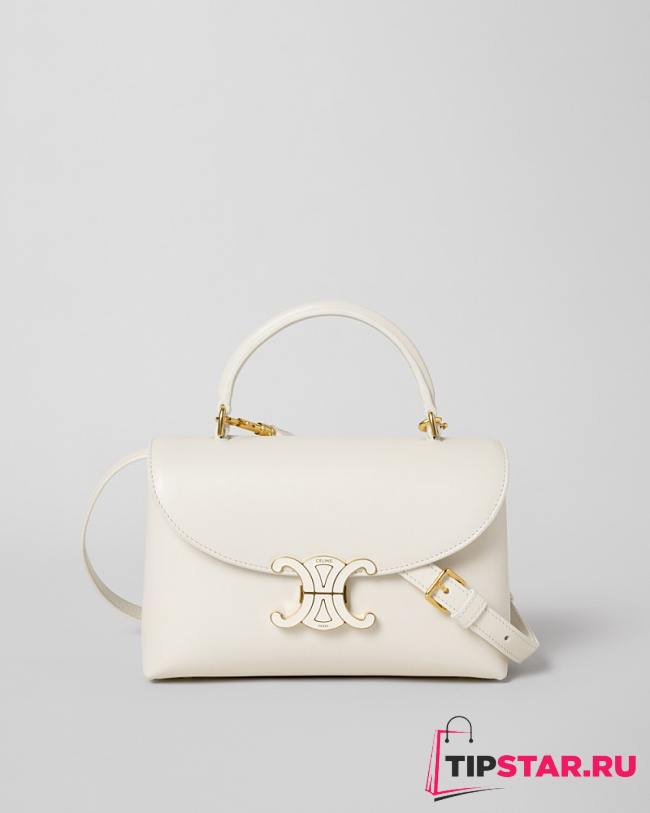 Celine Teen Nino Bag In Smooth Satinated Calfskin With Enamel Closure Cream White - 1