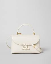 Celine Teen Nino Bag In Smooth Satinated Calfskin With Enamel Closure Cream White - 1